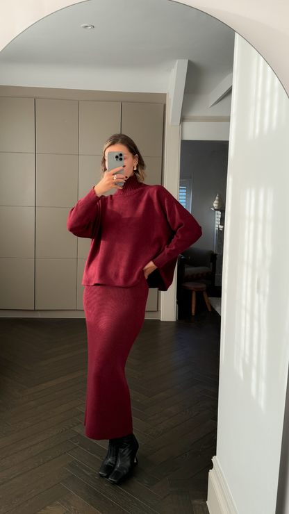 Alma Pencil Skirt - Dark Cherry