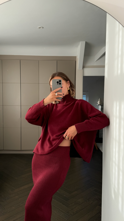 Alma Pencil Skirt - Dark Cherry