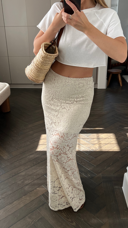 Alba Lace Skirt - Sand