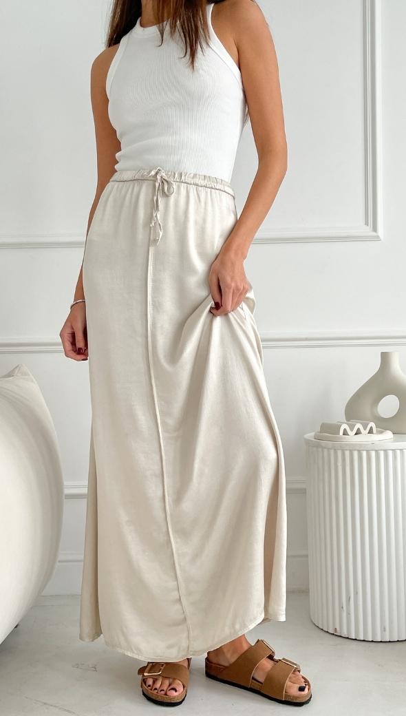 Phoebe Satin  Skirt - Pearl
