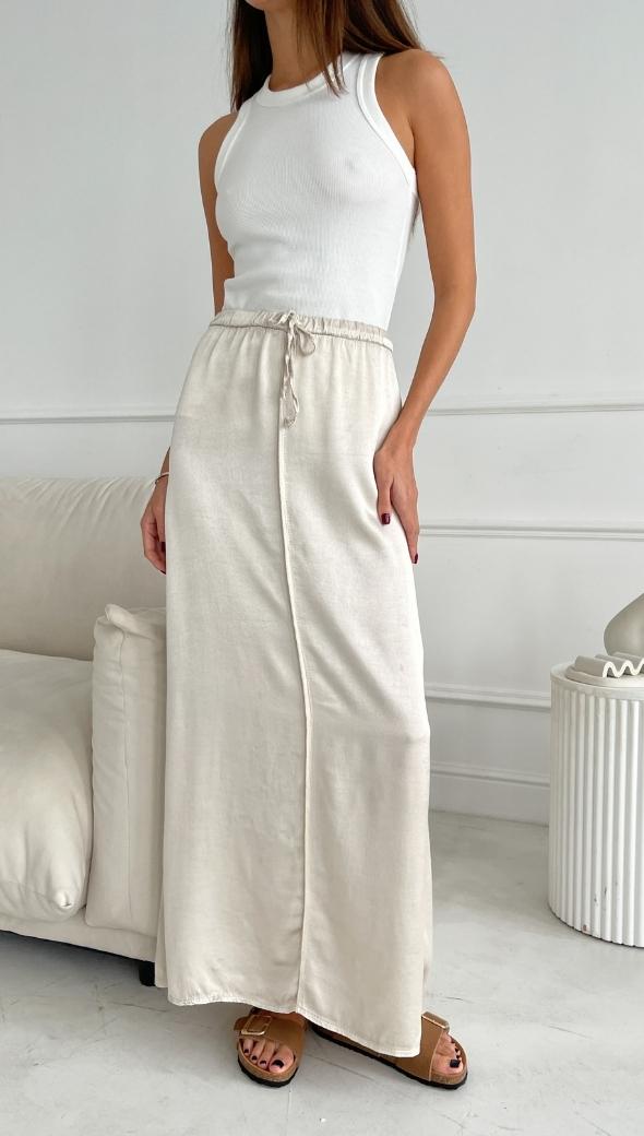 Phoebe Satin  Skirt - Pearl