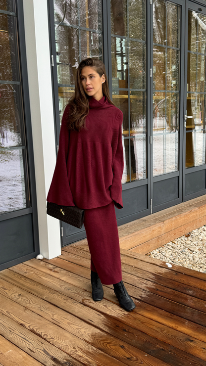 Alma Pencil Skirt - Dark Cherry