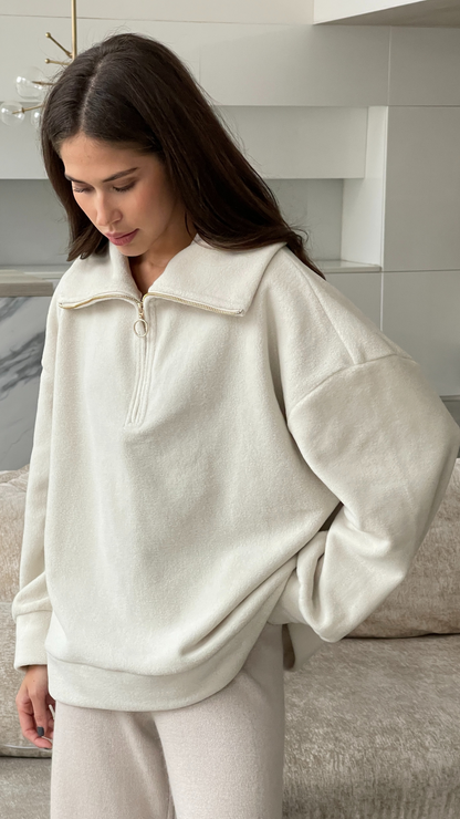 Sophie Half Zip Sweater - Off-White