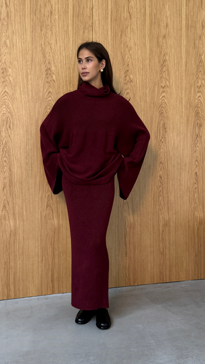Alma Pencil Skirt - Dark Cherry