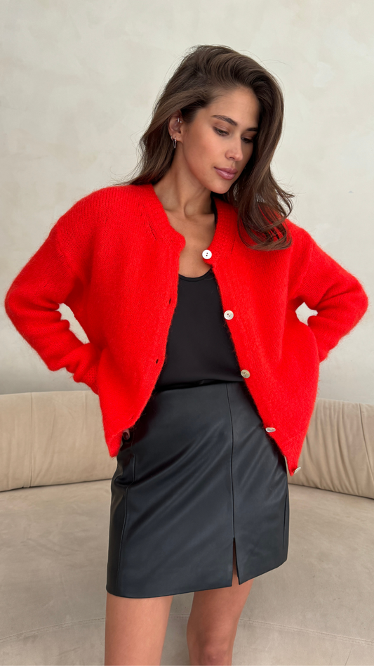 Reyna Cardigan - Pomegranate