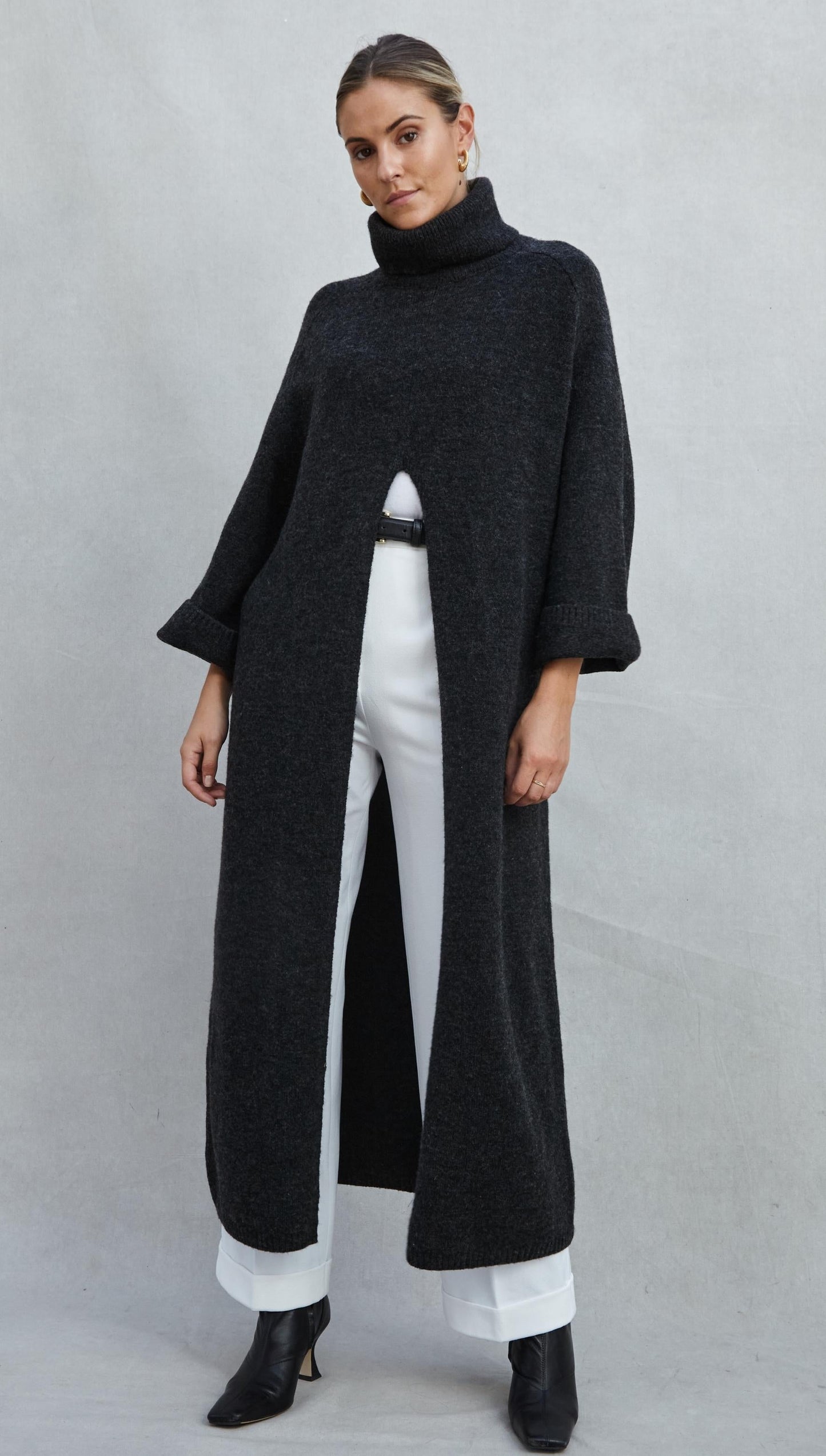 Vivienne Sweater Dress - Black Melange